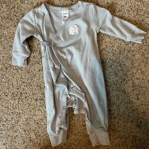 0-3 Carters Striped Gray Baby One Piece